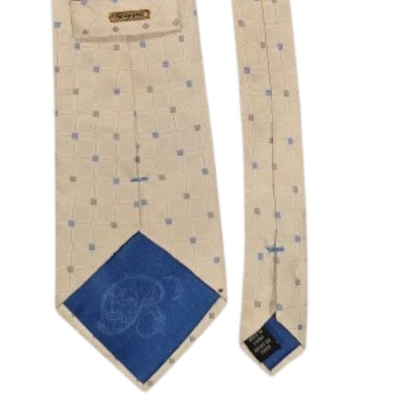 Bugatti White Blue Gray Check Pattern Designer Men's Necktie Tie 100% Silk - Picture 5 of 5